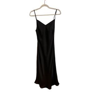 NWT Rumored Black Simple Satin Slip Midi Dress Small